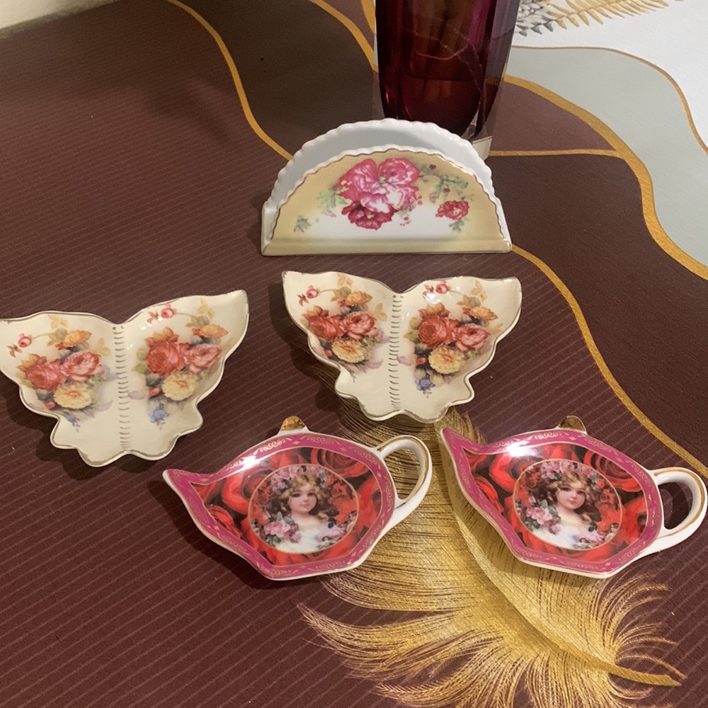 Napkin Holder & tea pot shaped tea bag holder set -4
